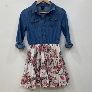 Zunie Denim and Floral Kids Dress